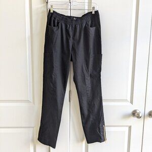 Jaanuu Shanti Scrub Pants Women M Black Medical Uniform Straight Gold Zipper